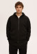 Dark blue color men's three-thread insulated hoodie with a zipper 